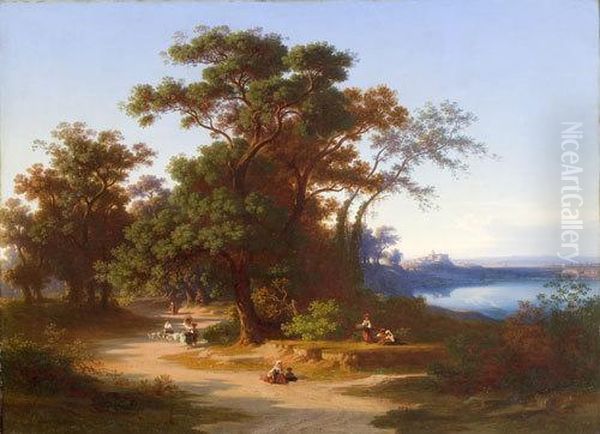 Veduta Di Castelgandolfo Oil Painting by Johann Jakob Frey