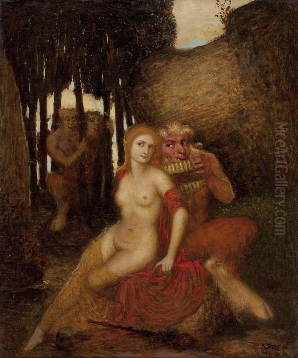 Pan, Satyr Und Nymphe: Die Werbung Oil Painting by Adolf Frey-Moock
