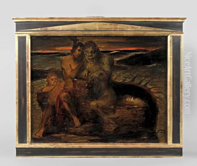 Der Weissagende Meergreis Proteus Mit Perseus Oil Painting by Adolf Frey-Moock