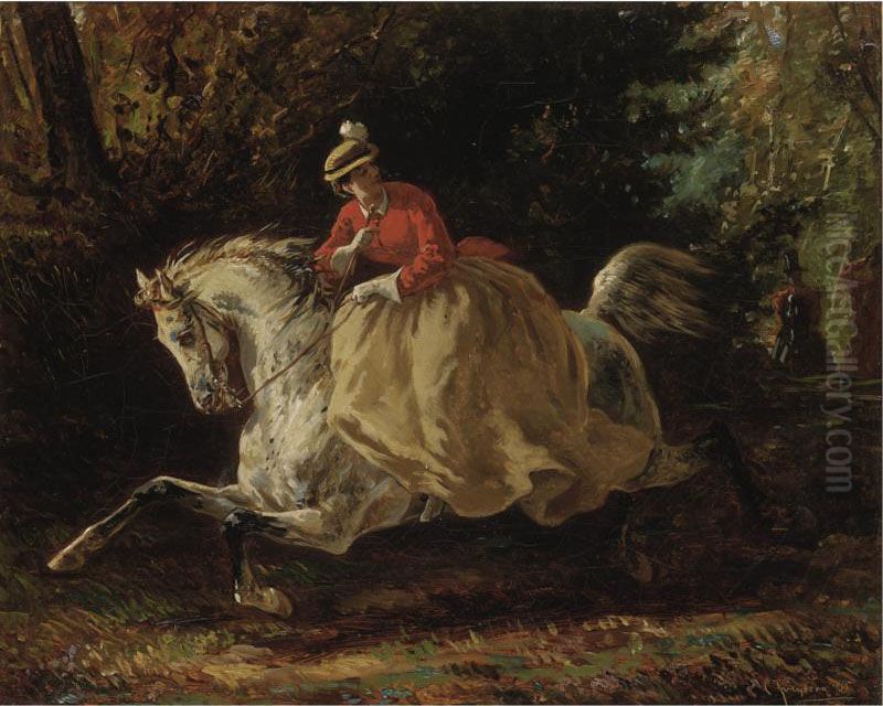 Galloping Oil Painting by Conrad Freyberg