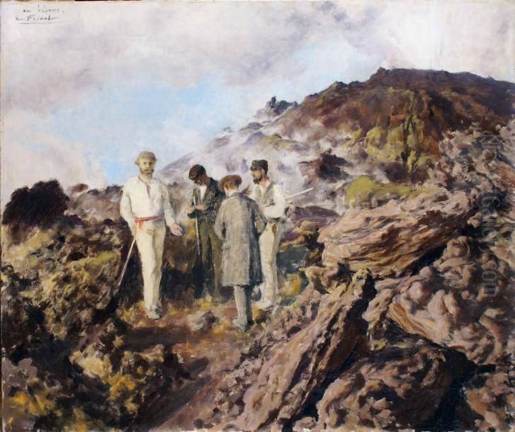 Guide Et Promeneurs Sur Les Pentes Du Vesuve Oil Painting by Friant Emile