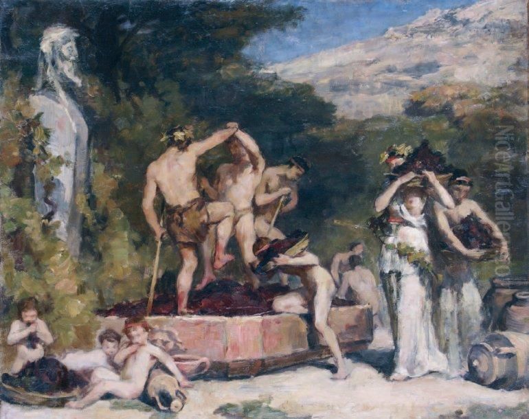 Scene De Bacchanale Oil Painting by Friant Emile