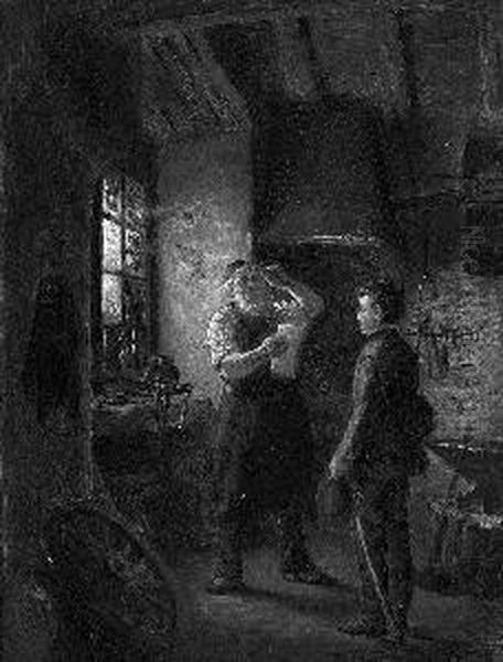 In Der Schmiede Oil Painting by Wilhelm Friedenberg