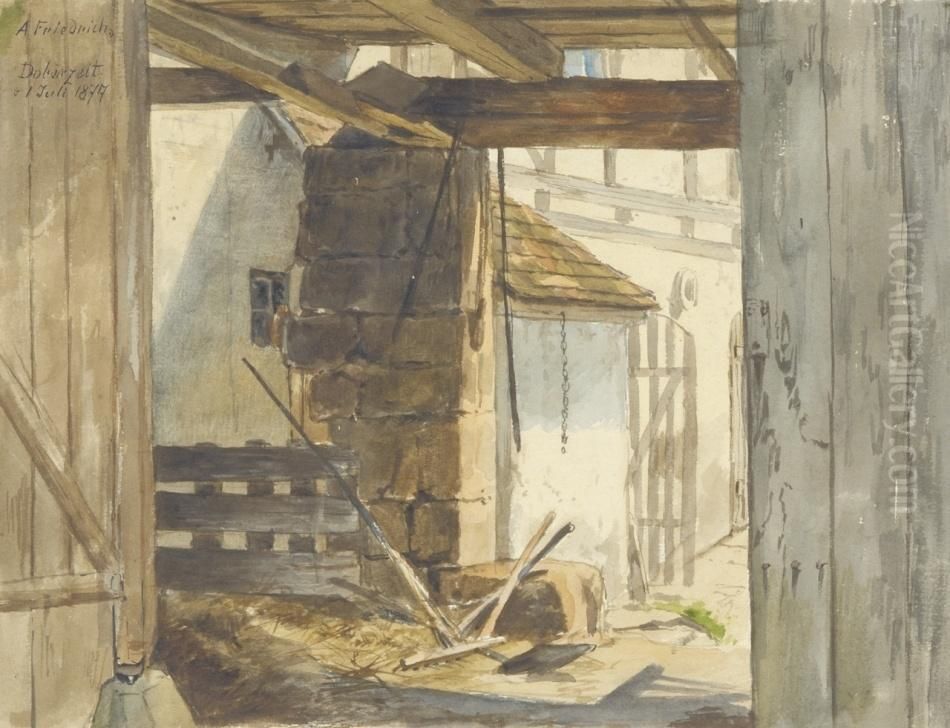 Stallung In Doberzeit Oil Painting by Gustav Adolf Friedrich