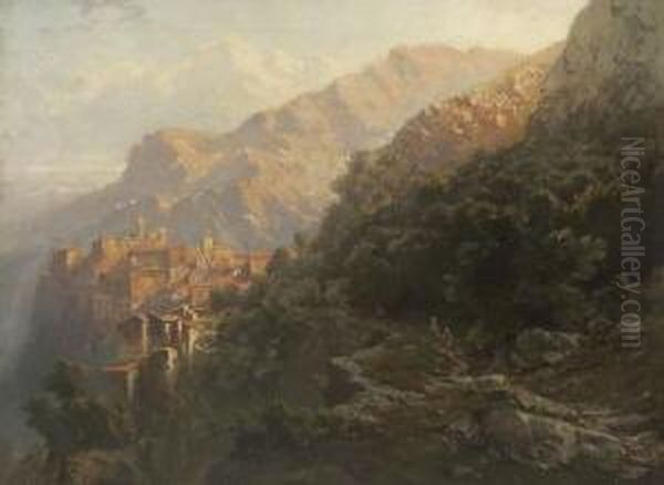 Italienische Gebirgslandschaft Oil Painting by Bernhard Fries