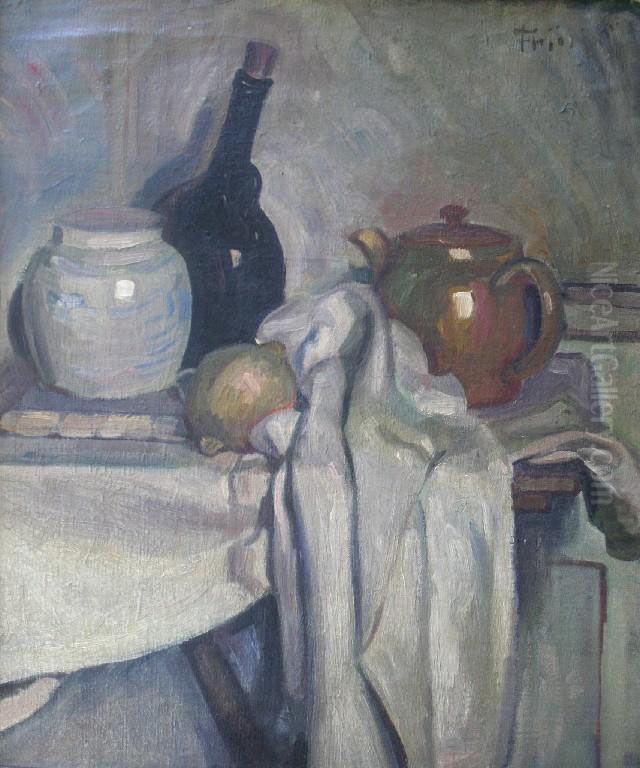 A Kitchen Still Life Oil Painting by Frederick Trapp Friis