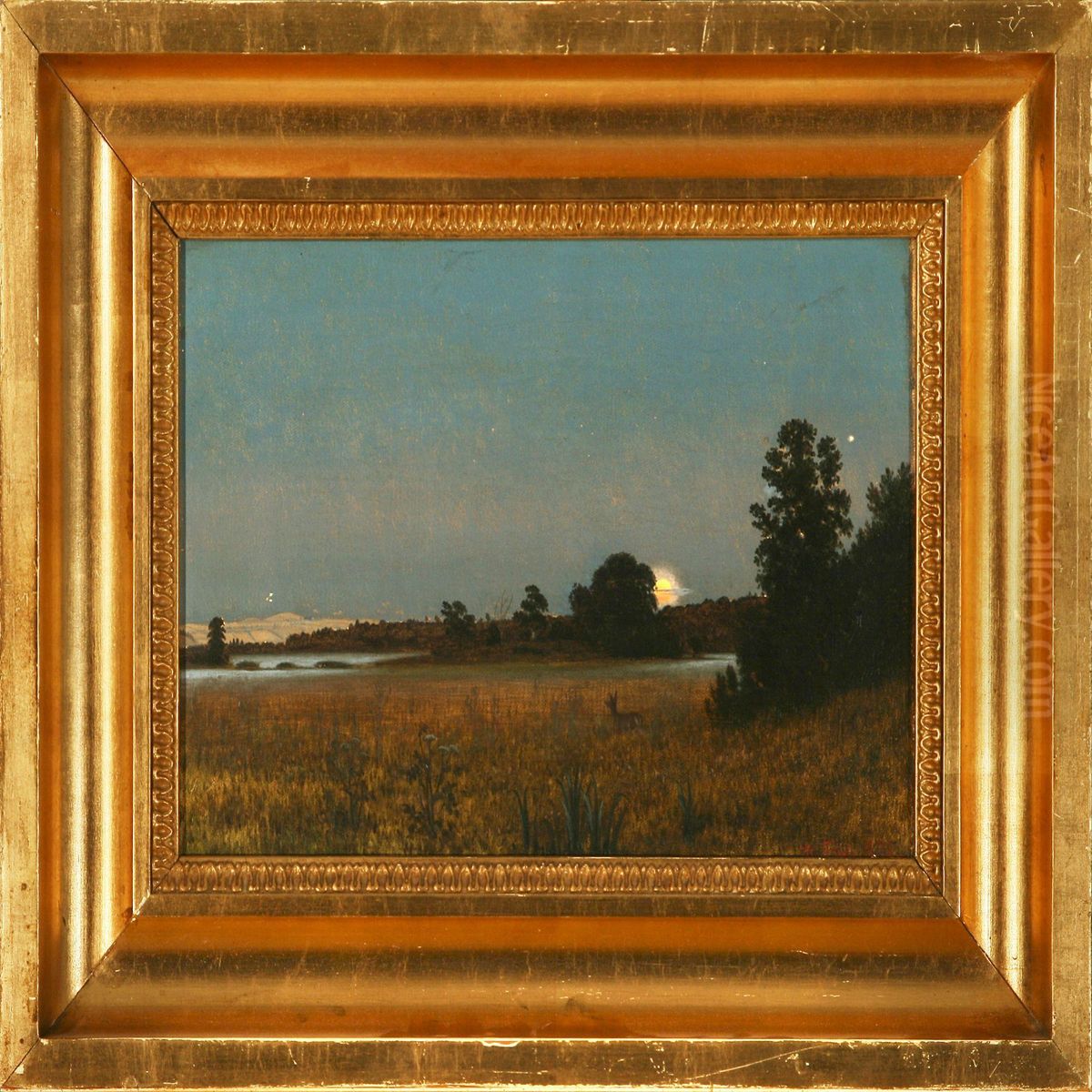 Maaneskinslandskab Oil Painting by Hans Gabriel Friis