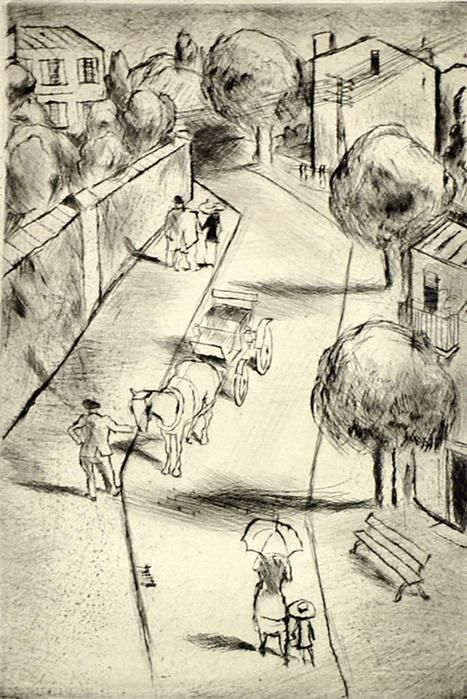 Funf Radierungen: Strasenszene Oil Painting by Marcel Frischmann