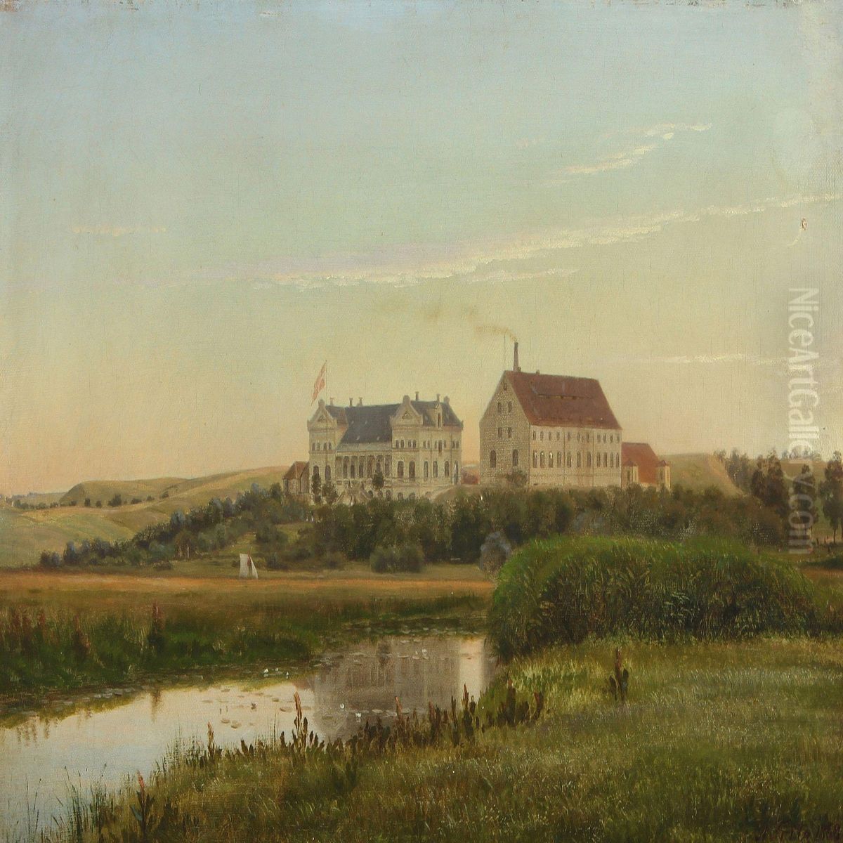 Scenery From Arhus Aand The Ceres Brewery Oil Painting by Andreas Fritz