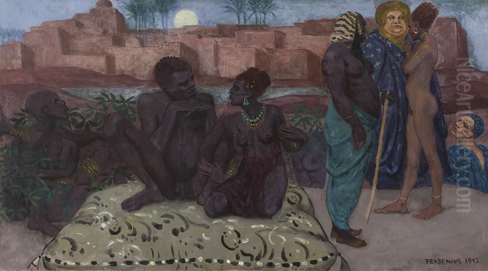 Sklavenmarkt In Afrika Oil Painting by Hermann Frobenius