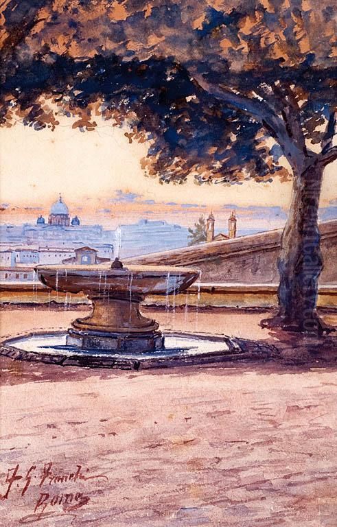Rzymska Fontanna Oil Painting by F.G Fromenti