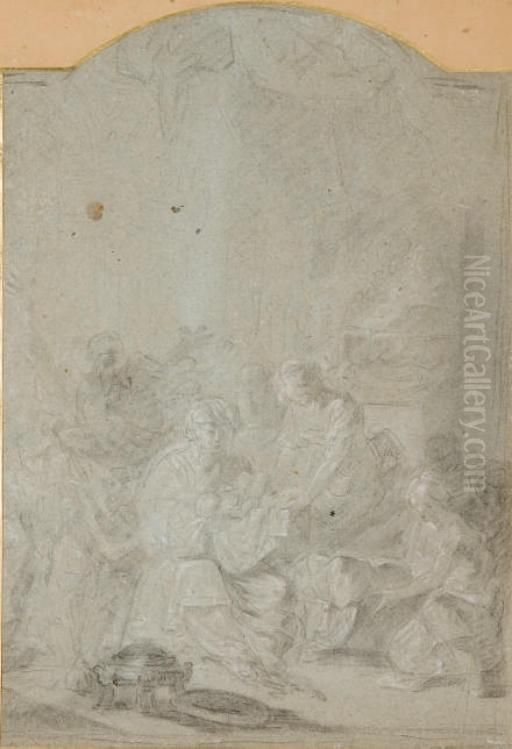 La Naissance De La Vierge Oil Painting by Jean-Charles Frontier