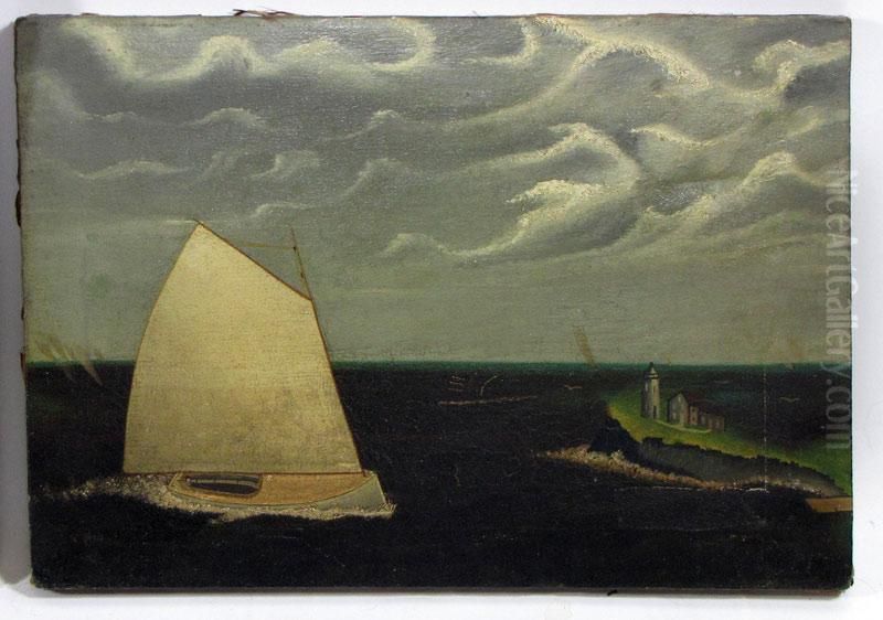 Sailboat Near Light House Oil Painting by John O.J. Frost