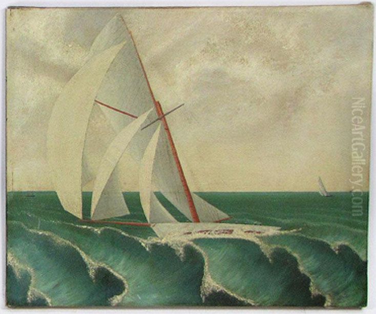 Sailboat With Full Sails Oil Painting by John O.J. Frost