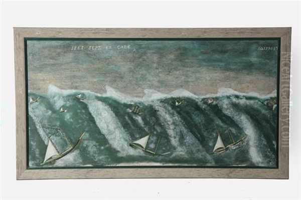 Sailing Ships Caught In A Storm Oil Painting by John O.J. Frost