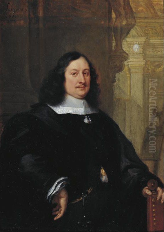 Sold By The J. Paul Getty Museum To Benefit Future Painting Acquisitions
 

 
 
 

 
 Portrait Of David Teniers, Three-quarter Length, Wearing A Black Cloak And White Collar, Resting His Left Hand On Oil Painting by Philips Fruytiers
