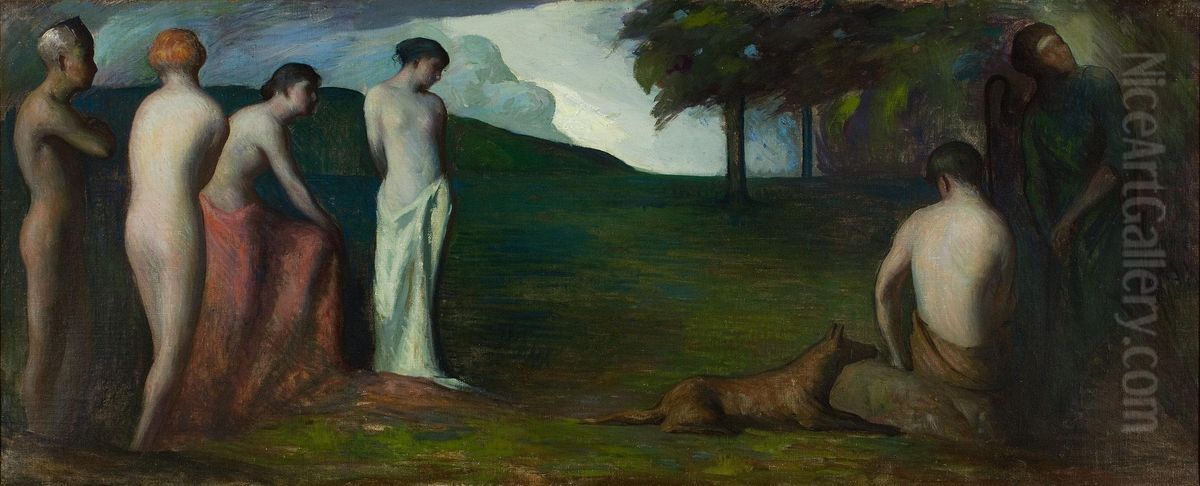 Allegorical Scene Oil Painting by John Hemming Fry