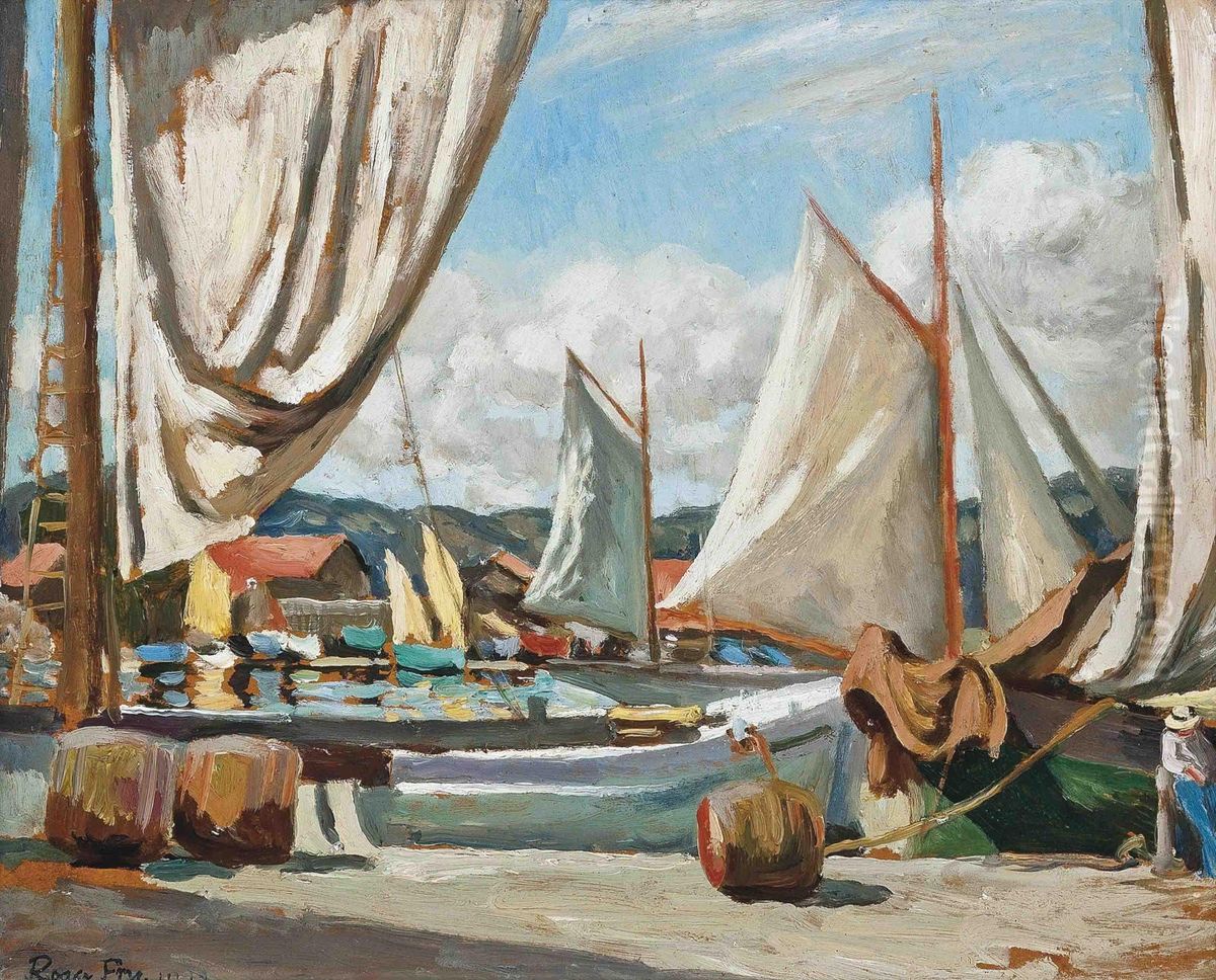 Harbour, St. Tropez Oil Painting by Roger Fry