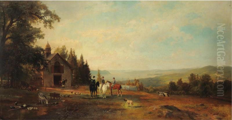 A Morning Ride Along The Hudson River Oil Painting by Herman Fuechsel