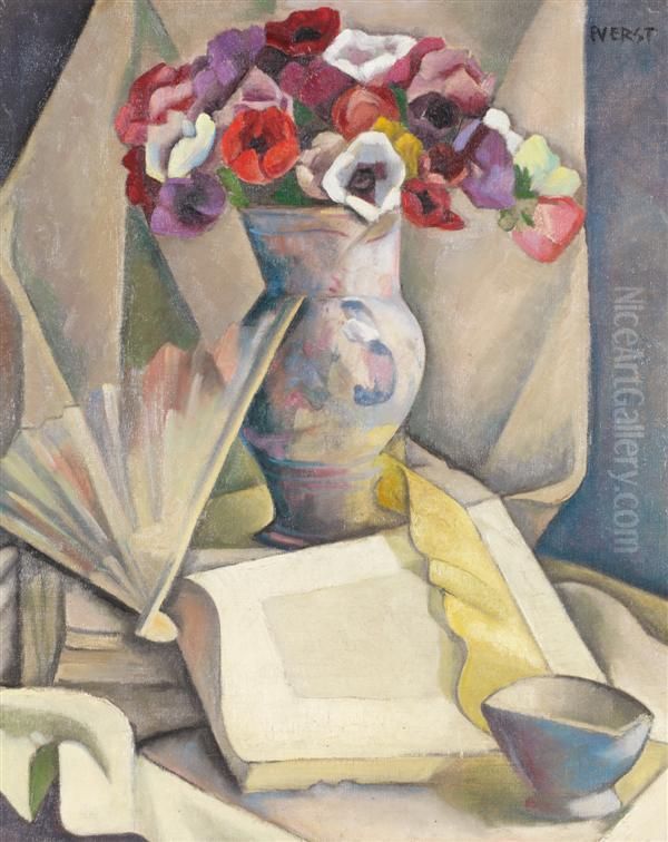 Nature Morte Aux Fleurs Oil Painting by Walter Rene Fuerst