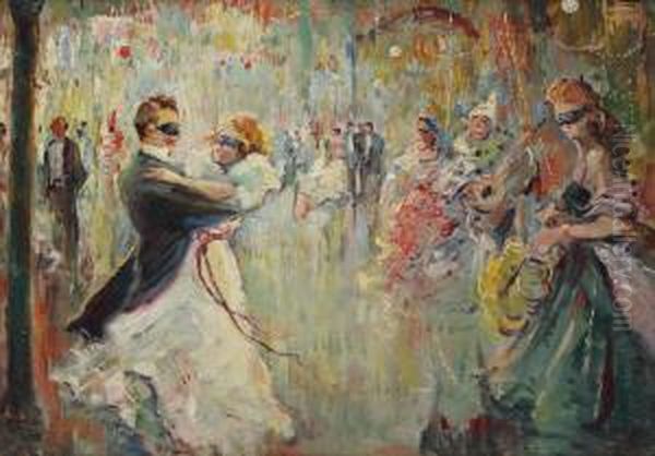 Bal Mascat Oil Painting by Nicolae Furduescu