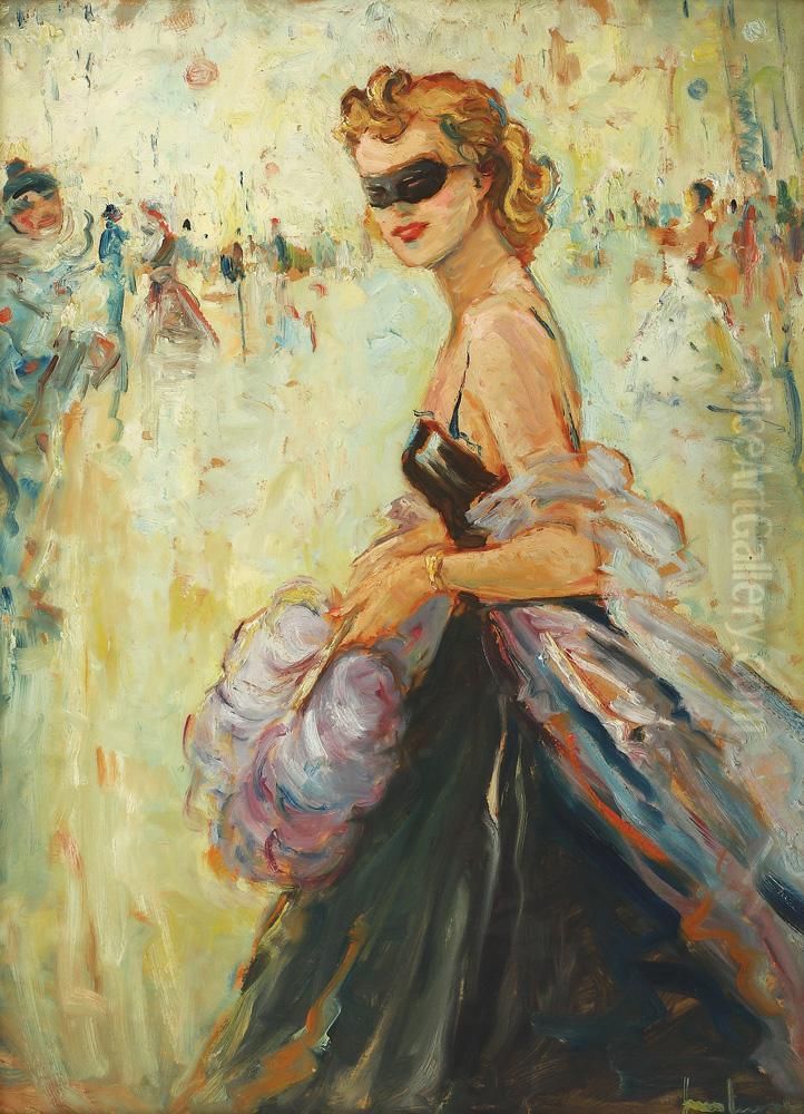 Masquerade Oil Painting by Nicolae Furduescu