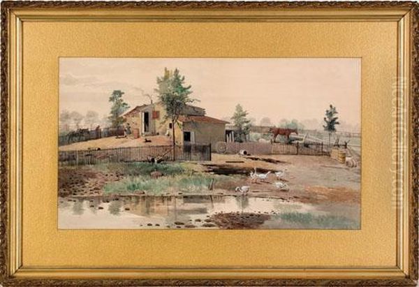 Farm Scene Oil Painting by Charles Lewis Fussell