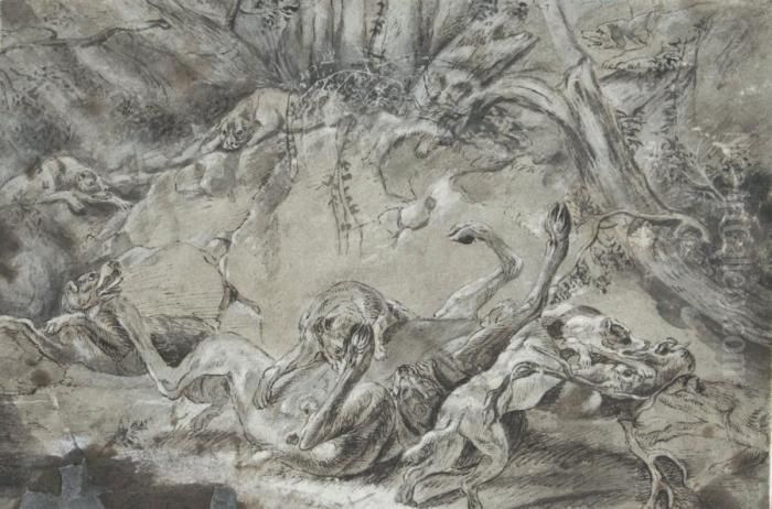 Chiens Terrassant Un Cerf Oil Painting by Jan Fyt