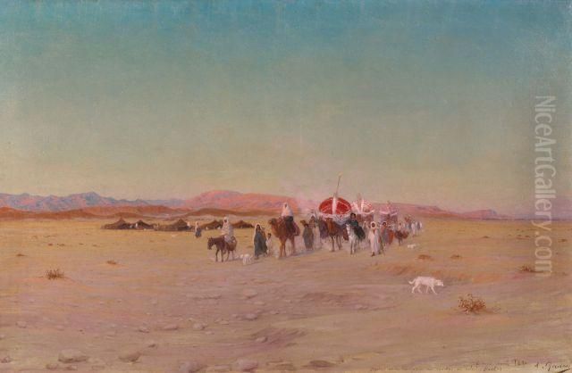 La Caravane De La Mariee A Biskra Oil Painting by Antoine Gadan