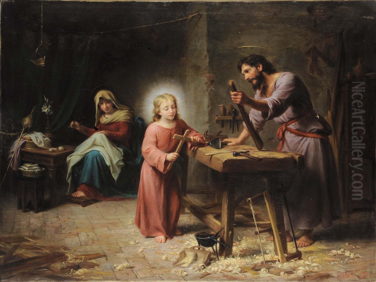 Sacra Famiglia Al Lavoro Oil Painting by Filippo Gagliardi