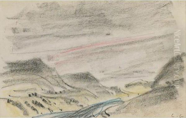 Lake And Rolling Hills Oil Painting by Clarence Alphonse Gagnon