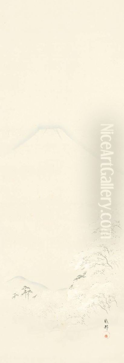 Shunzan Fugaku Zu (mount Fuji In Spring) Oil Painting by Hashimoto Gaho