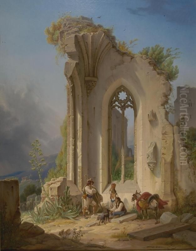 Klosterruine Aus Der Campagna Von Valencia. Oil Painting by Wilhelm Gail