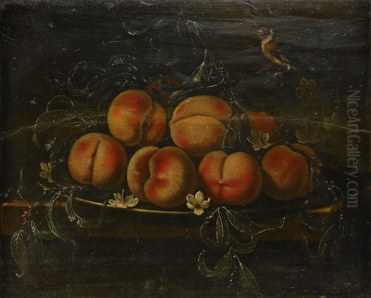 Stilleben Med Persikor Och Fagel Oil Painting by Galizia Fede