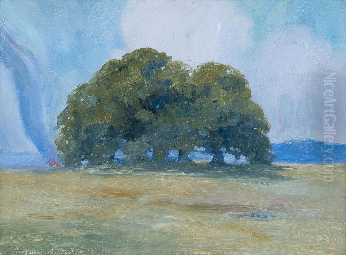 Campfire Oil Painting by Harald Gallen