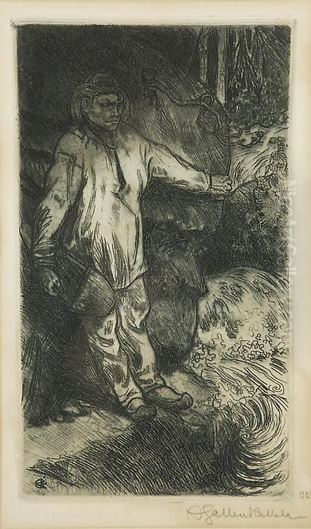 Koskenkuulija, 
Laatta: Agk Oil Painting by Akseli Valdemar Gallen-Kallela