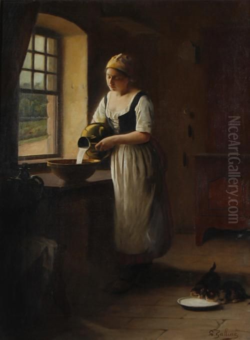 The Morning Milk Oil Painting by Louis Galliac