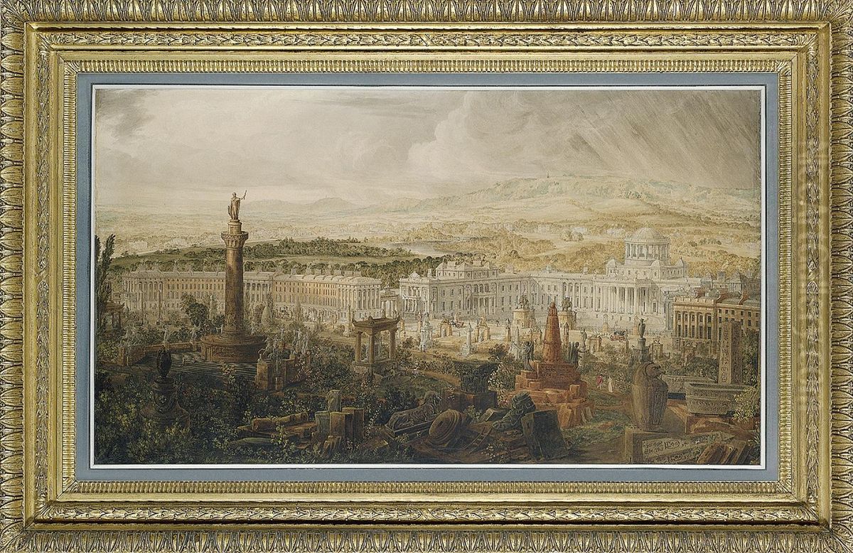 Design For Waterloo Palace, The Proposed Town Residence Of The Dukeof Wellington Oil Painting by Joseph Michael Gandy