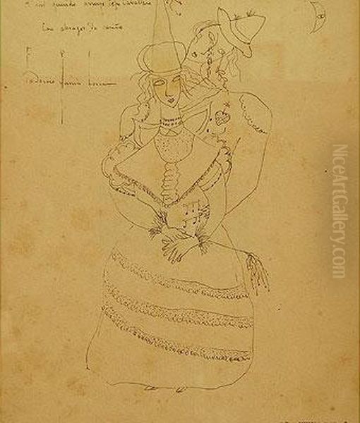 Pareja De Payasos Oil Painting by Federico Garcia Lorca