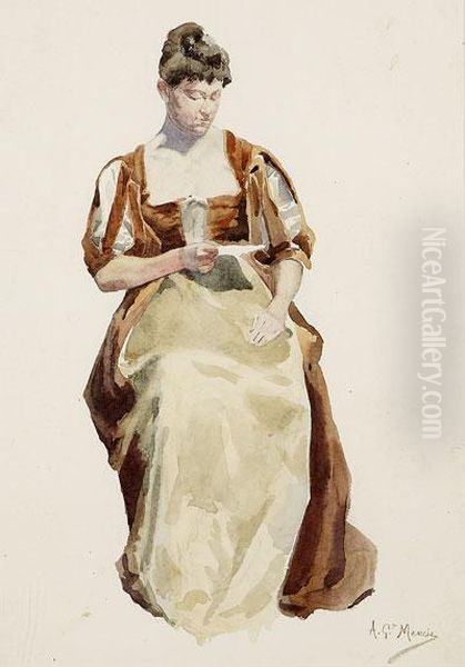 Dama Sentada Oil Painting by Antonio Garcia Mencia