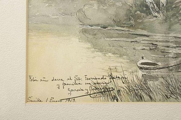 Paisaje Con Lago Oil Painting by Manuel Garcia y Rodriguez