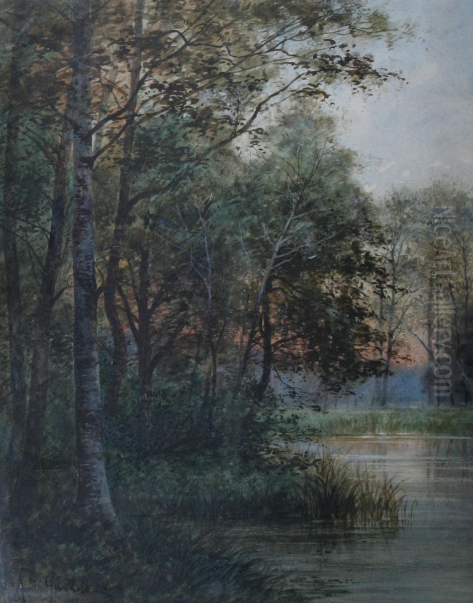 Skymningslandskap Oil Painting by Anna Gardell-Ericson