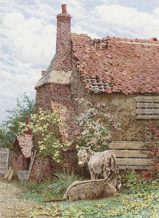 Donkeys Resting In The Sun Oil Painting by William Biscombe Gardner