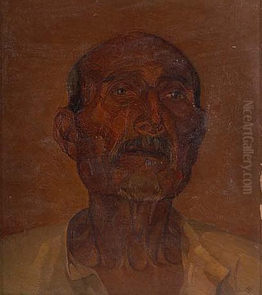 Cabeza De Hombre. Inicializado Oil Painting by Alberto Garduno