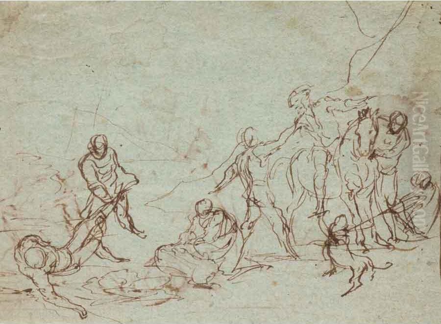 Studio Per Una Scena Di Battaglia Oil Painting by Domenico Gargiulo