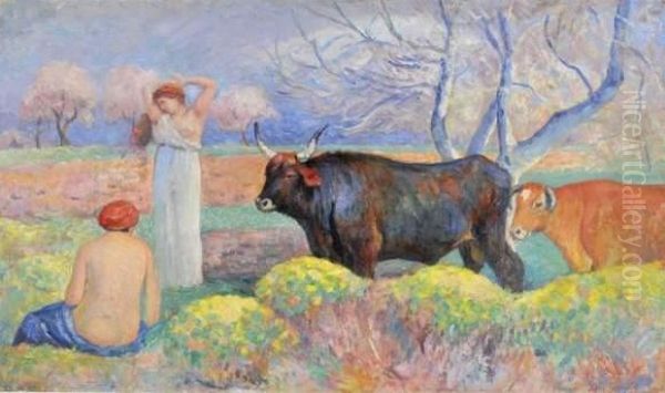 Paysage Idyllique Oil Painting by Hans Garnjobst