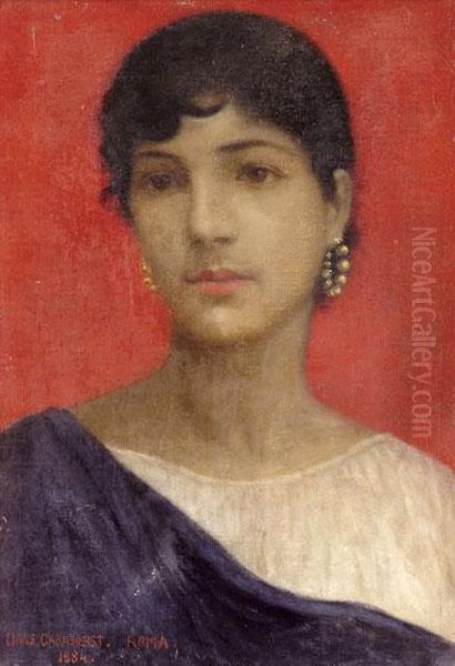 Olasz Leany Portreja Oil Painting by Hans Garnjobst