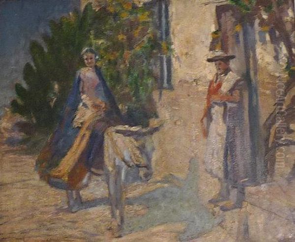 Spanish Figures With A Donkey Oil Painting by Arthur Paine Garratt