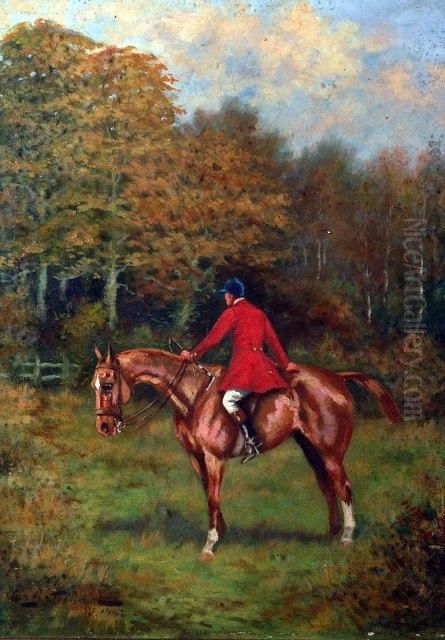 Huntsman On Horseback, In A Landscape Setting Oil Painting by Charles E. Gatehouse