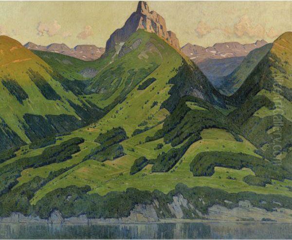 Murtschen Am Walensee Oil Painting by Hermann Gattiker
